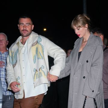 travis kelce and taylor swift in new york city on october 15, 2023