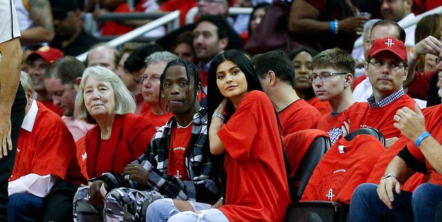 Kylie Jenner, Travis Scott Sit Courtside at Houston Rockets Game