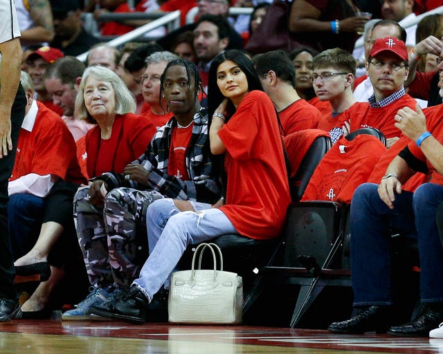 Kylie Jenner, Travis Scott Sit Courtside at Houston Rockets Game