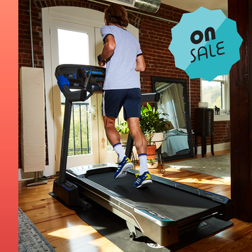a closeup of a treadmill screen, and a man running on a treadmill inside a closeup of a treadmill screen, and a man running on a treadmill inside