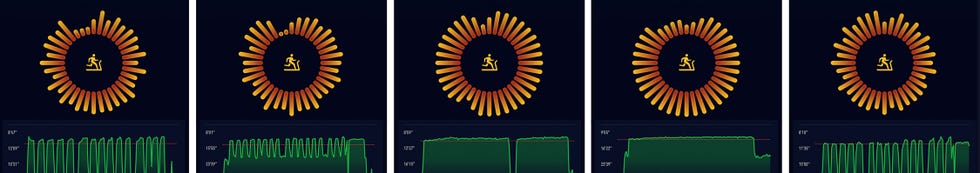 fitness tracking app interface displaying workout progress and metrics