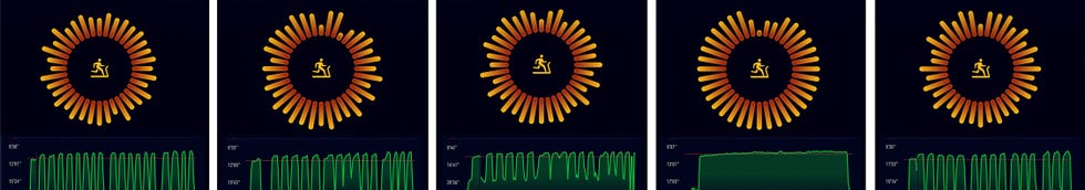 fitness tracking app interface displaying workout progress and metrics