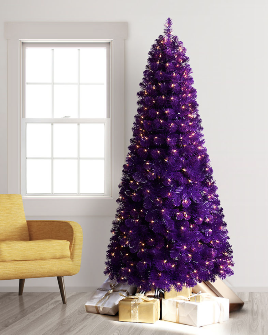 Christmas Tree SATIN BOWS Crystal Pearl Room Decor Purple
