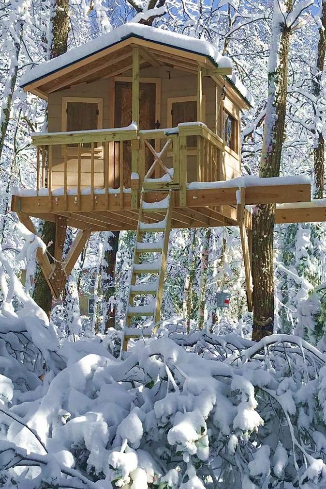 treehouse in the snow