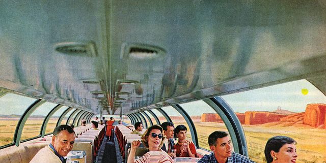 1950 toeristen vakantie trein