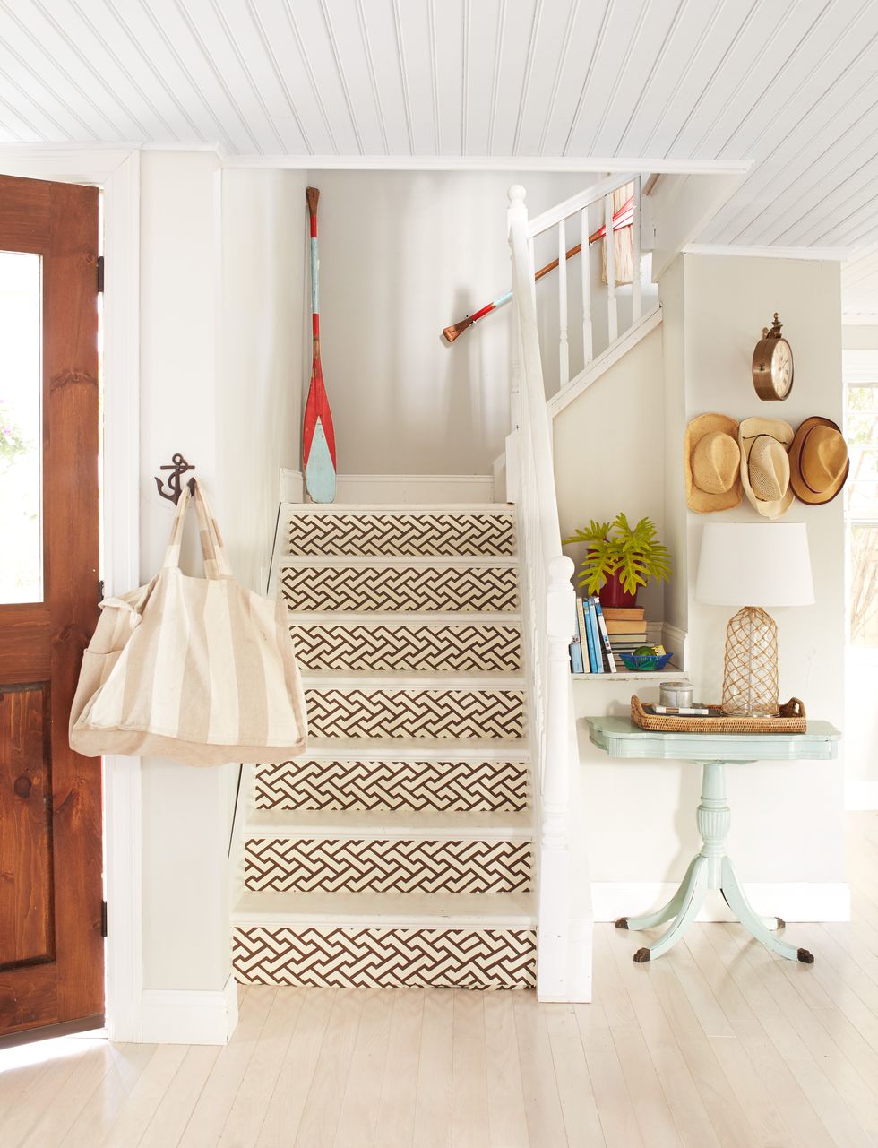 Stenciled Stair Trend Creates the Perfect Entryway Decor - Stencil Stories