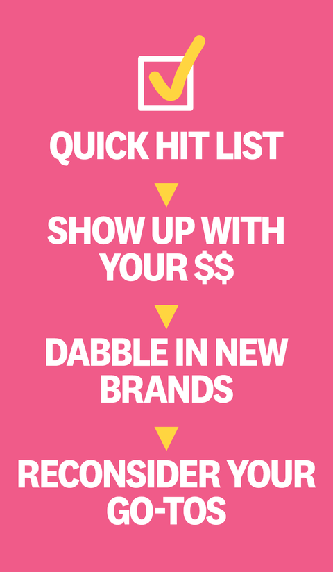 quick hit list
show up with your 
dabble in new brands
reconsider your go tos
