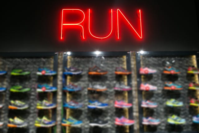 Trendy casual running shoes on dark background