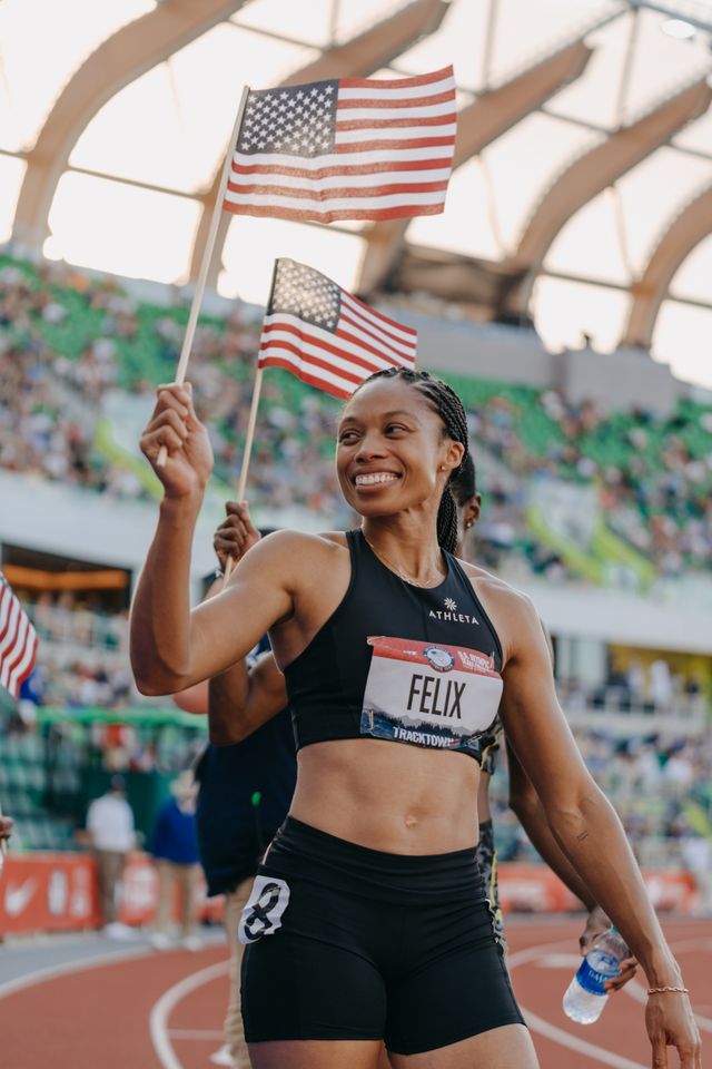 allyson felix finishes second in the 400 meters olympic trials in june 2021
