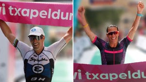 eneko llanos y sara loehr, ganadores del triatlón de media distancia en vitoria