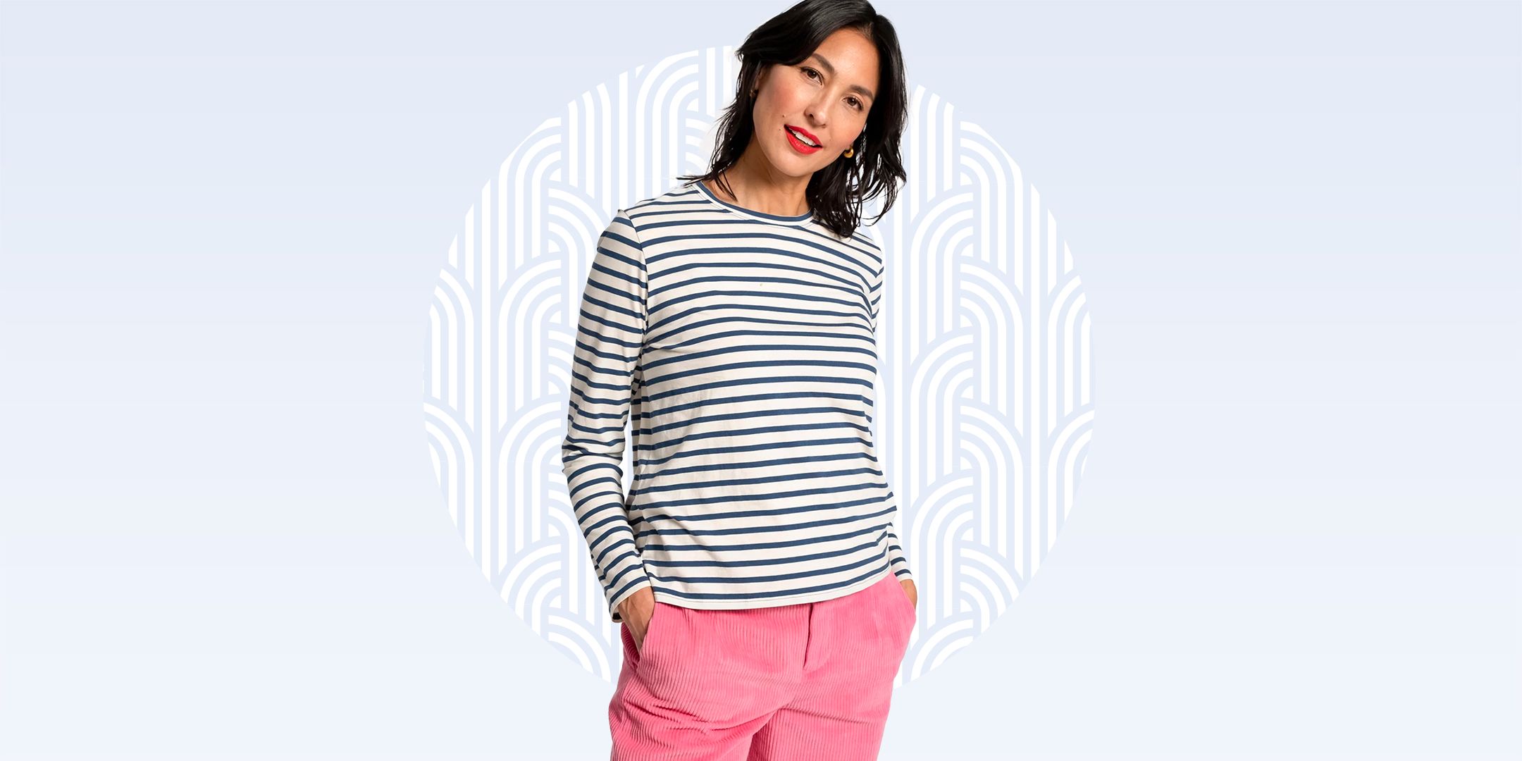 Frances Valentine Long Sleeve Striped Shirt Oyster Navy Review