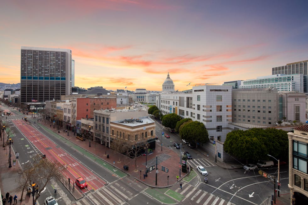 a view onto market street from the writer’s apartment building