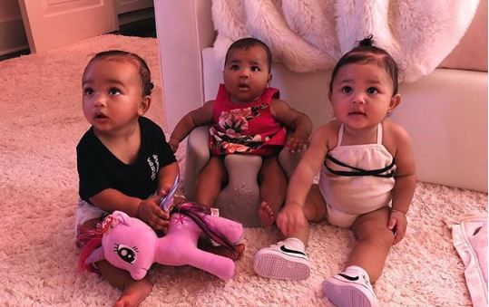 Kim Kardashian Shares First Group Photo of 'Triplets' Chicago, True 