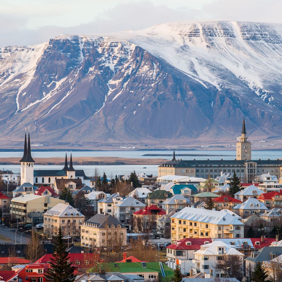 Reykjavik the capital cities of Iceland during the end of winter season.