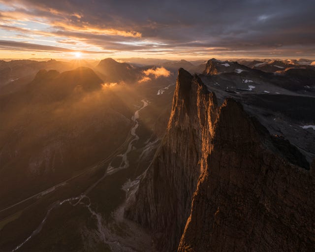 troll wall at sunset, romsdalen, norway