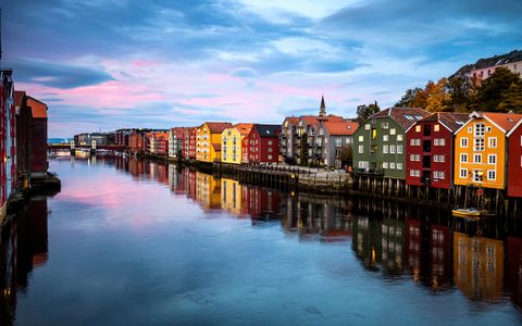 trondheim view from old town bridge norway