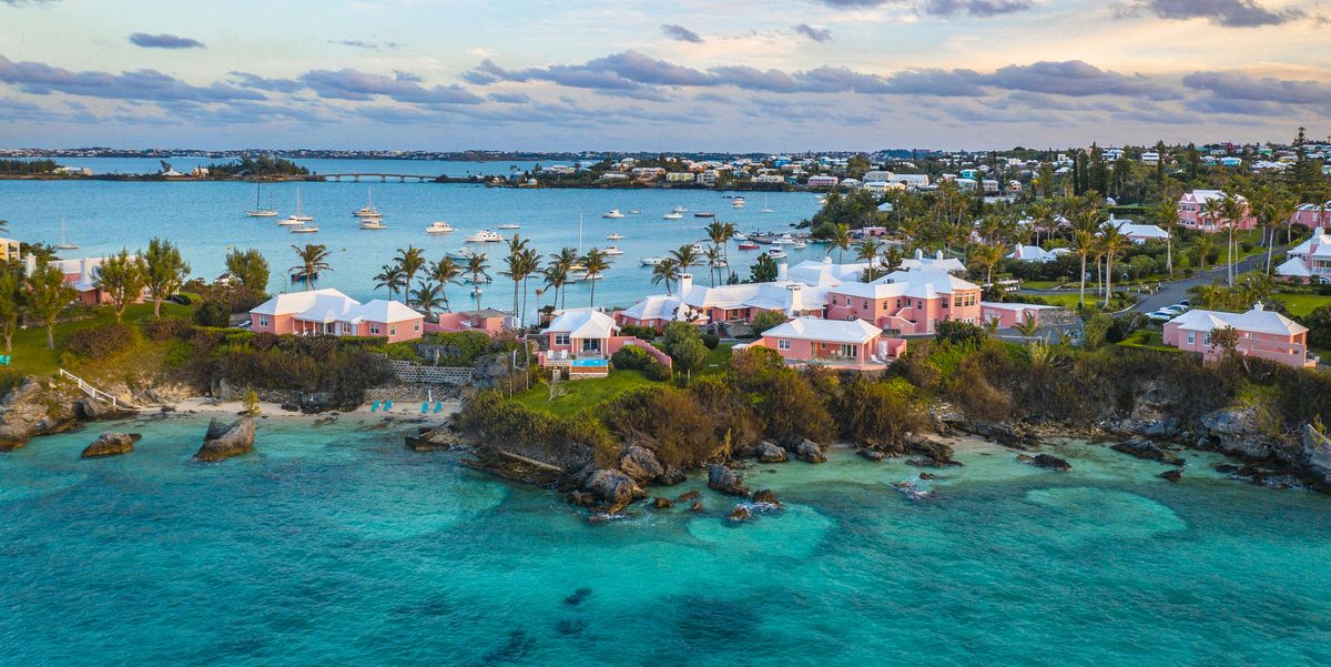 a tropical island with yachts and houses in bermuda