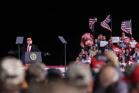 hickory, nc   november 01 president donald trump speaks at a rally at the hickory regional airport on november 1, 2020 in hickory, north carolina early voting in north carolina, which ended saturday, drew over 45 million voters to the polls photo by michael ciaglogetty images