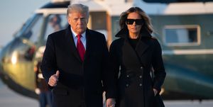 us president donald trump and first lady melania trump walk to board air force one prior to departure from joint base andrews in maryland, december 23, 2020, as they travel to mar a lago for christmas and new year's photo by saul loeb  afp photo by saul loebafp via getty images