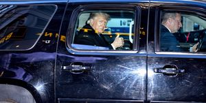 new york, ny   march 09  former us president donald trump leaves trump tower in manhattan on march 9, 2021 in new york city  photo by james devaneygc images