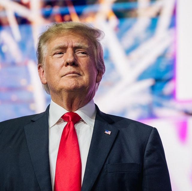 phoenix, arizona   july 24 former us president donald trump  makes an entrance at the rally to protect our elections conference on july 24, 2021 in phoenix, arizona the phoenix based political organization turning point action hosted former president donald trump alongside gop arizona candidates who have begun candidacy for government elected roles photo by brandon bellgetty images