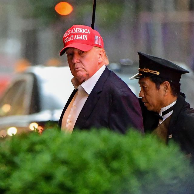 new york, new york   august 22 exclusive coverage former us president donald trump arrives at trump tower in manhattan on august 22, 2021 in new york city photo by james devaneygc images