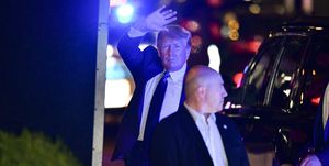new york, new york   october 17  former us president donald trump arrives at trump tower in manhattan on october 17, 2021 in new york city photo by james devaneygc images
