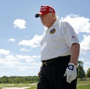bedminster, new jersey   july 30 former us president donald trump walks the driving range during day two of the liv golf invitational   bedminster at trump national golf club bedminster on july 30, 2022 in bedminster, new jersey photo by jared c tiltonliv via getty images