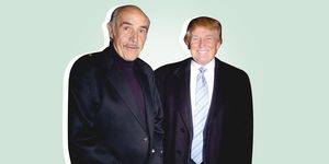 united states   april 03  sean connery left and donald trump are at the synod house at st john the divine cathedral garden for the johnnie walker dressed to kilt fashion show and charity event  photo by richard corkeryny daily news archive via getty images