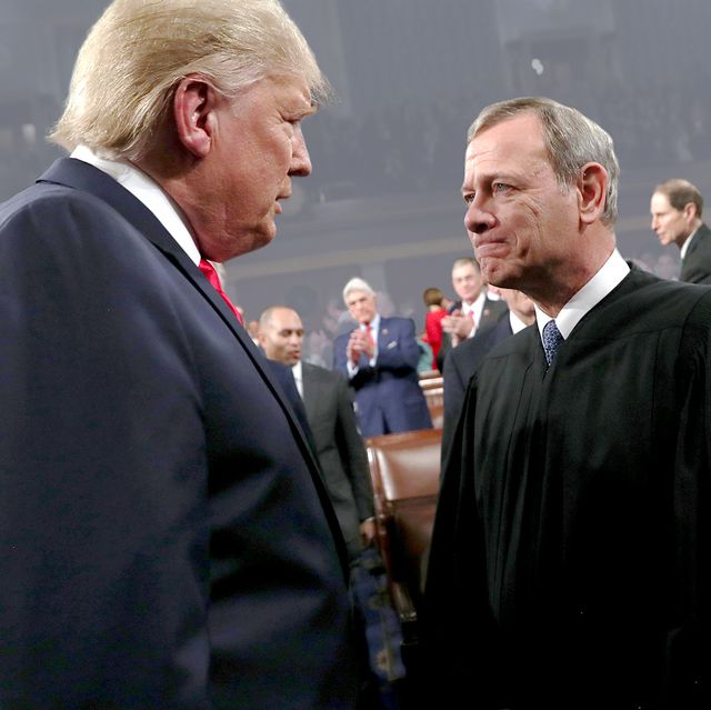 us president donald trump talks to  supreme court chief justice john roberts while associate justice elena kagan looks on as the president arrives to us president donald trump delivers his state of the union address to a joint session of the us congress in the house chamber of the us capitol in washington, us, february 3, 2020 reutersleah millispool
