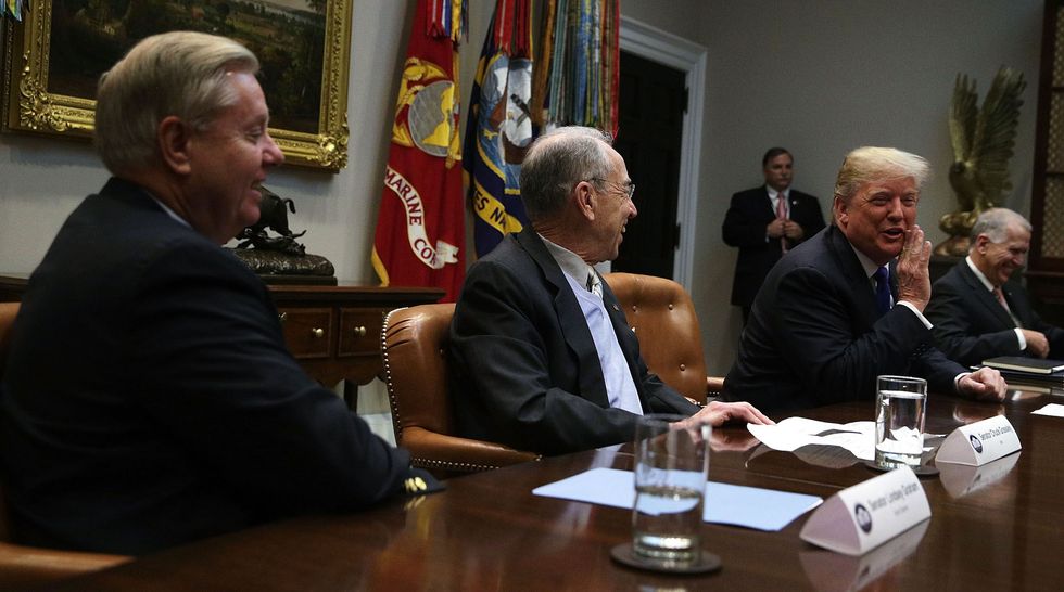 President Trump Meets GOP Senators In The Roosevelt Room Of The White House