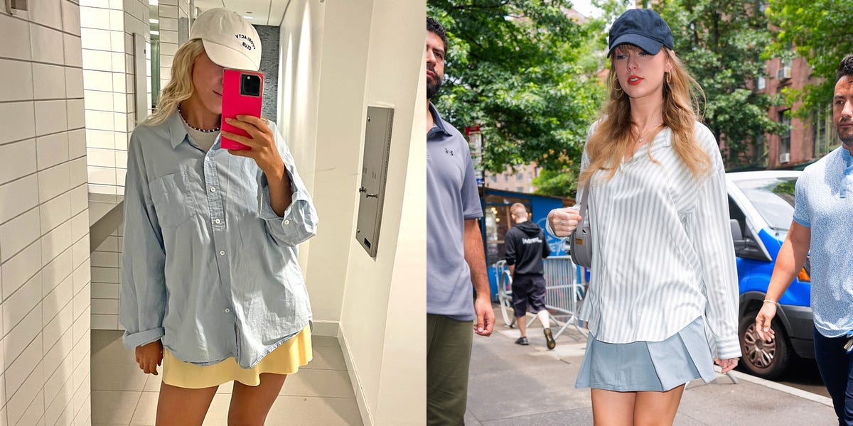 Taylor Swift Preppy Skirt, Loafers, Oversized Shirt Outfit Dupes 2023