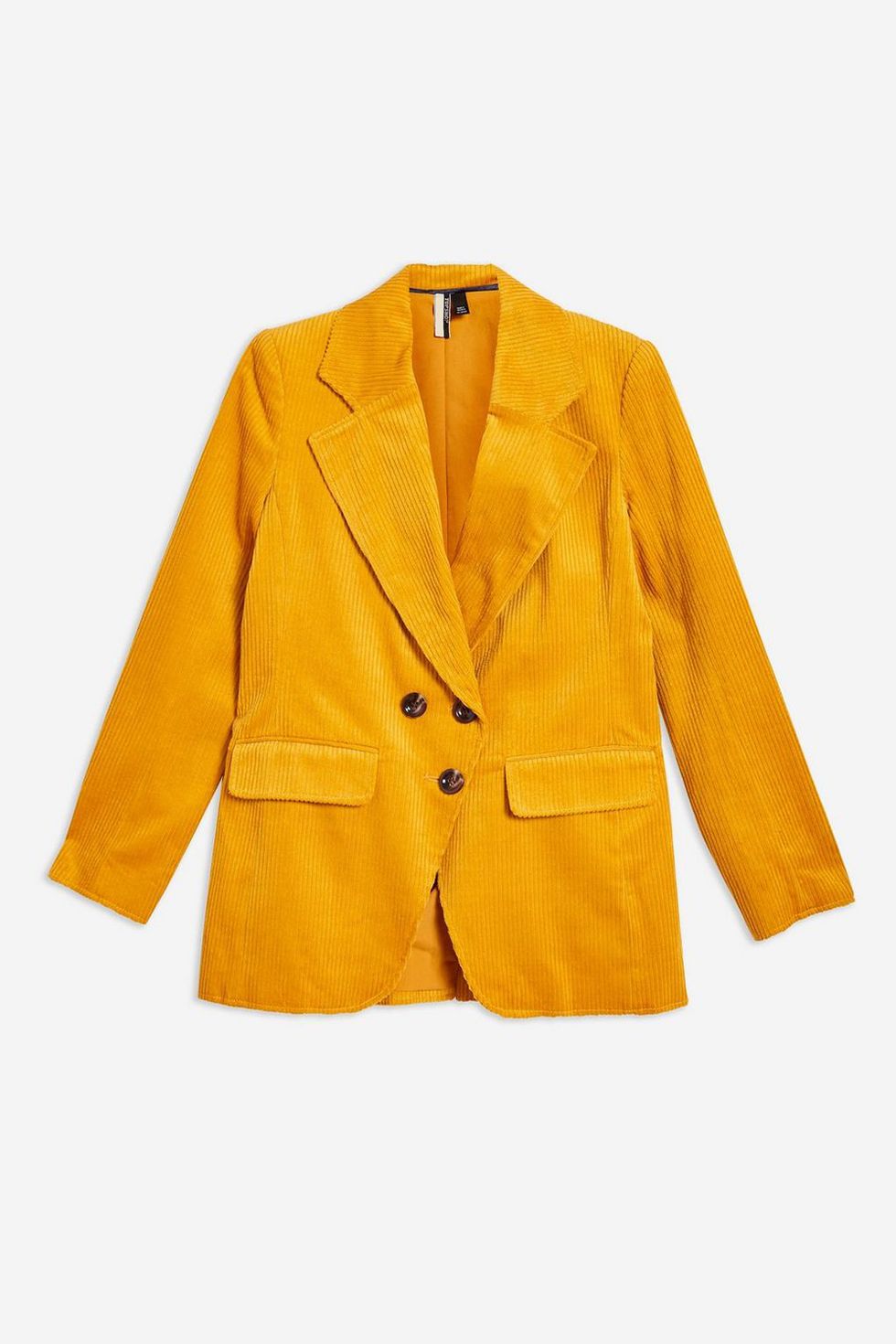 Clothing, Outerwear, Yellow, Blazer, Jacket, Orange, Sleeve, Button, Top, Suit, 