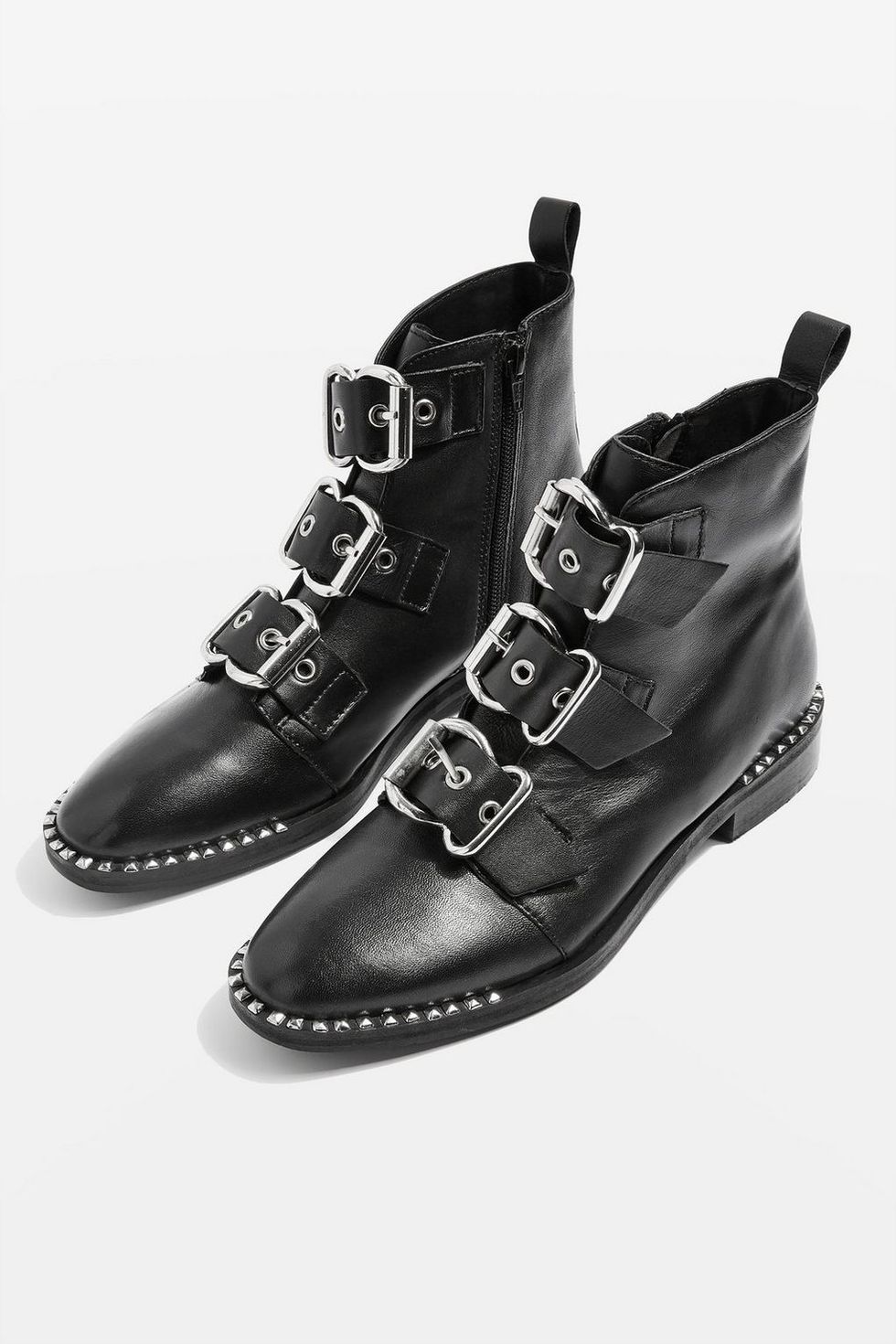Footwear, Shoe, Black, White, Product, Boot, Buckle, Black-and-white, Leather, Fashion accessory, 