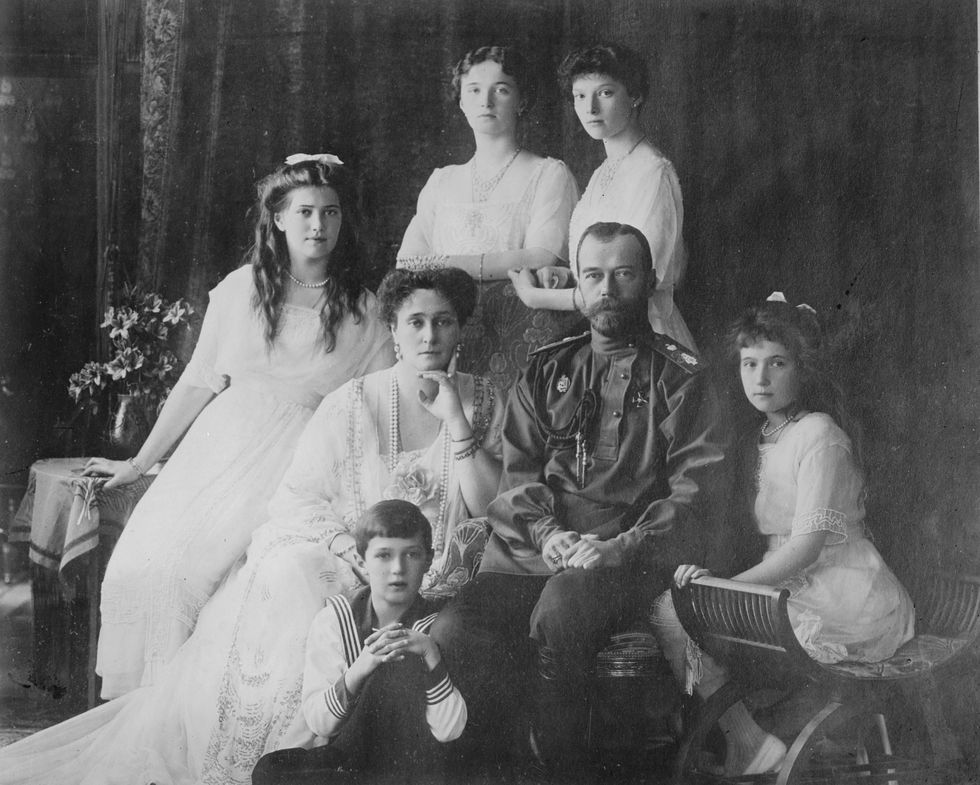 Tsar Nicholas and Alexandra Pose with third Children Before the Revolution