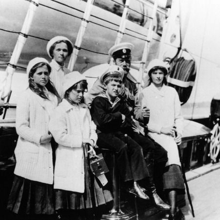 Tsar nicholas ll with his children aboard the royal yacht, standard, in 1911.