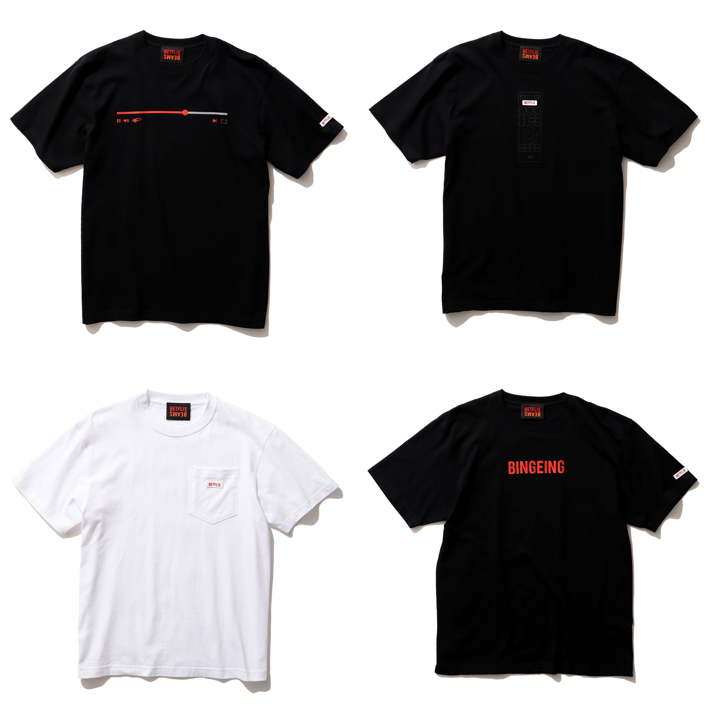 Netflix×BEAMSコラボ。“再生バー”Tシャツや、首サポート