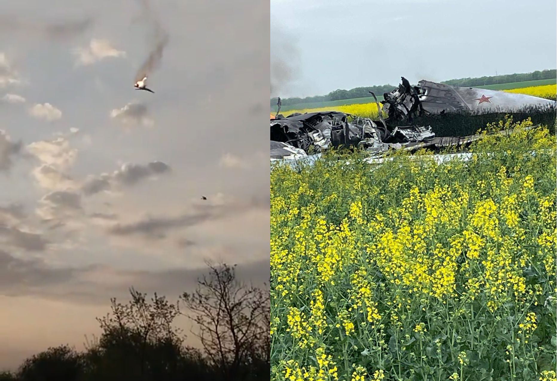 video capture from russian social media of crash of tu 22m on april 19