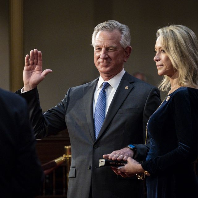 vice president mike pence administers the senate oath of office to tommy tuberville r al as his wife, suzanne, holds the bible during a mock swearing in ceremony in the old senate chamber on capitol hill on january 3, 2021 in washington, dc pool photo by pete marovich for the new york times