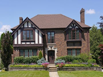 tudor style brick house