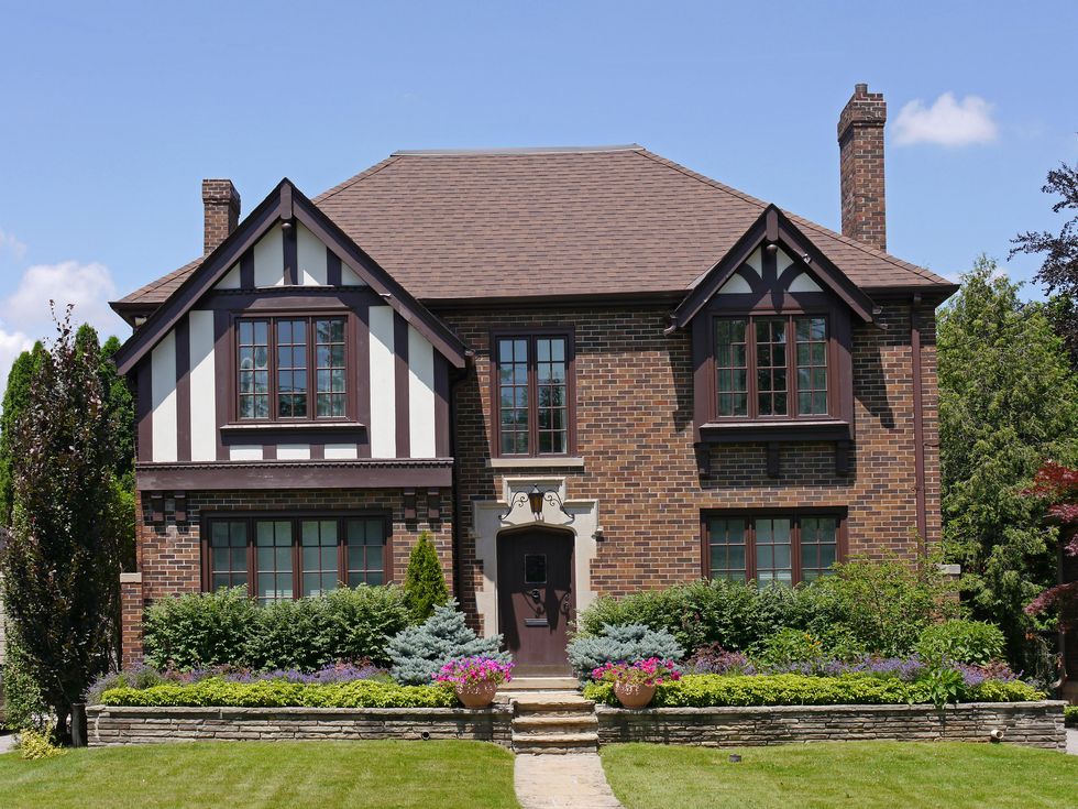 Tudor style brick house