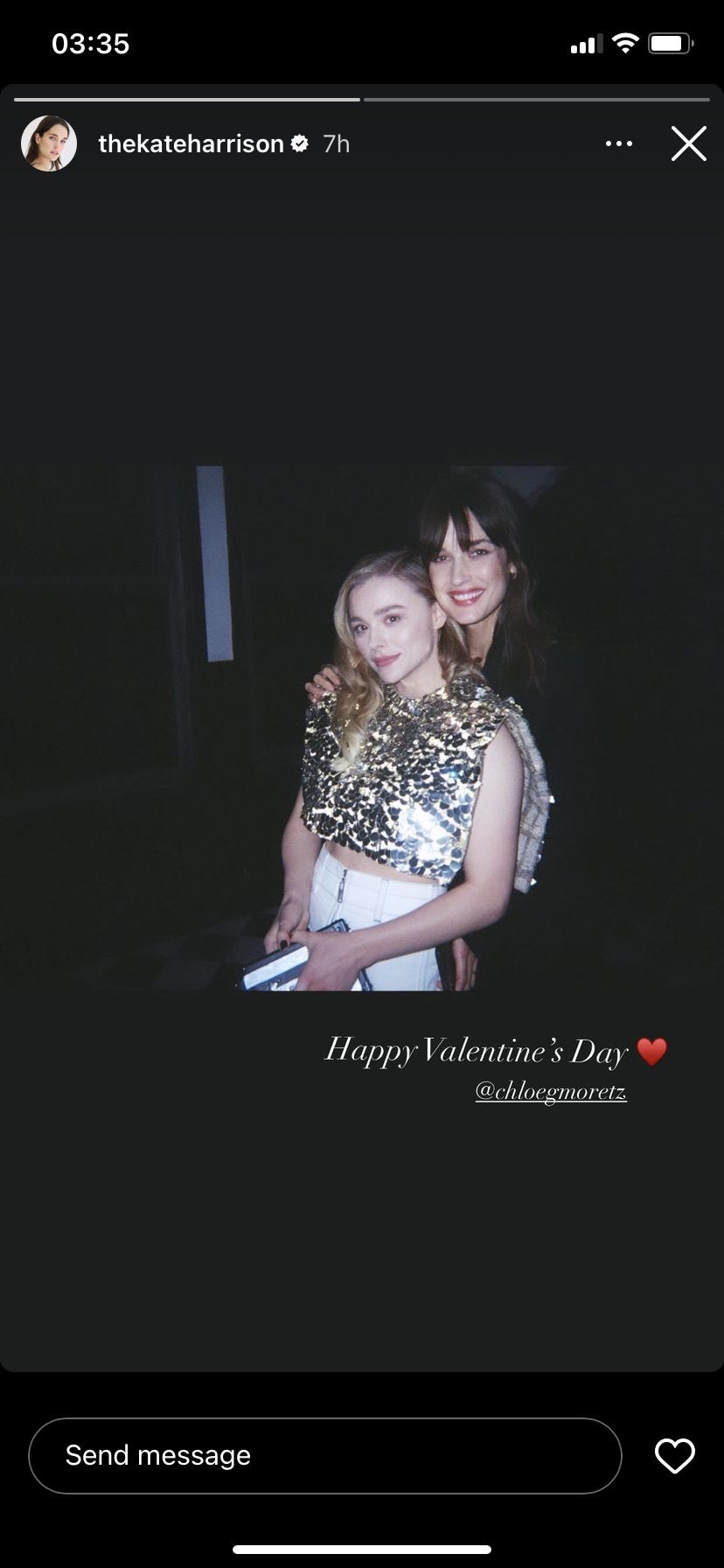 two people celebrating the first day of Valentine's Day wearing a glittery top