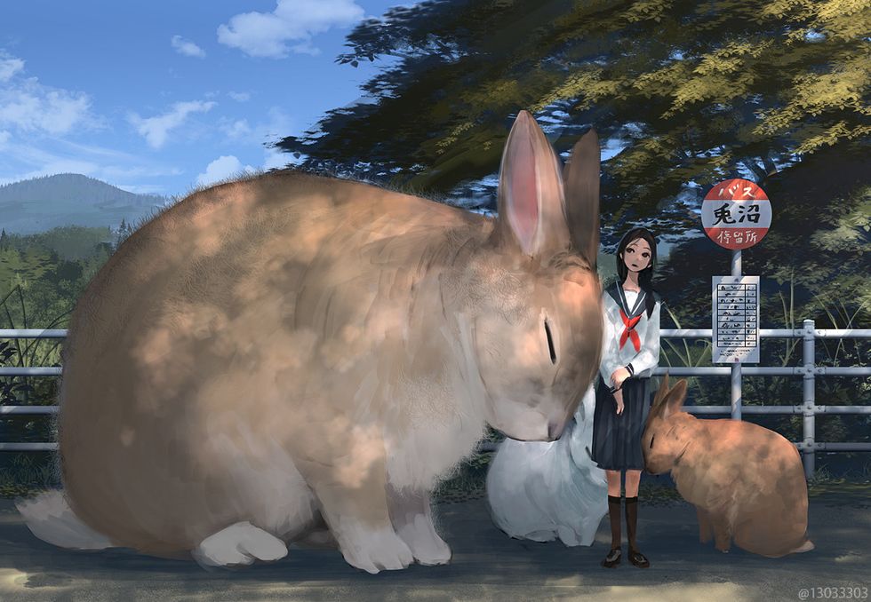 我養了一隻超巨大的貓！日本女孩創造了「人類與巨型寵物」生活的世界，這麼大一坨毛球好暖、好軟啊⋯⋯