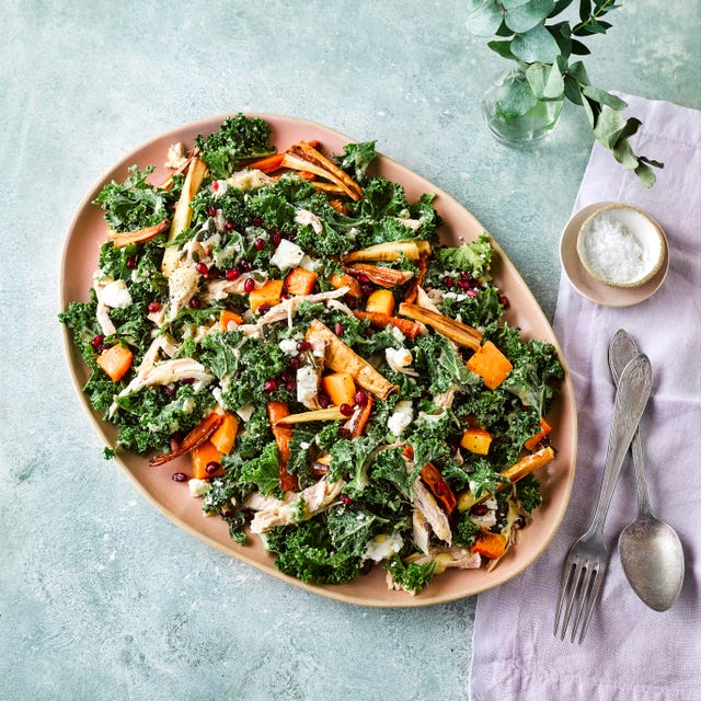 Turkey and kale salad with tahini dressing recipe