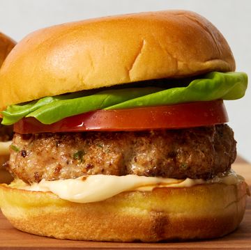 best ever turkey burger with tomato, lettuce and special sauce
