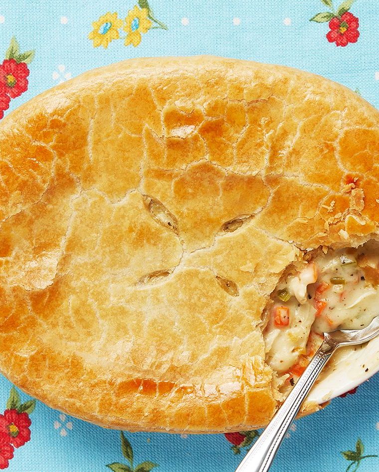 classic pot pie on blue background