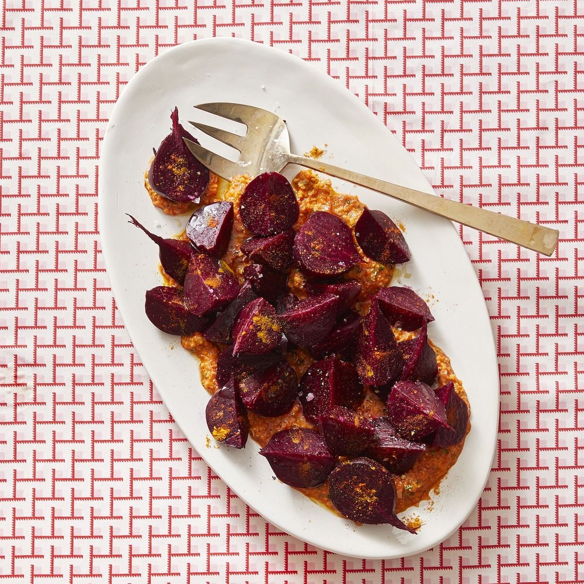 Turmeric-Roasted Beets with Orange Bell Pepper Romesco