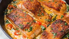salmon in a creamy tuscan sauce