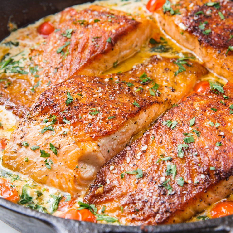 salmon in a creamy tuscan sauce