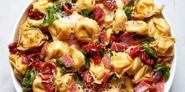 tortellini with salami, spinach, and sun dried tomatoes